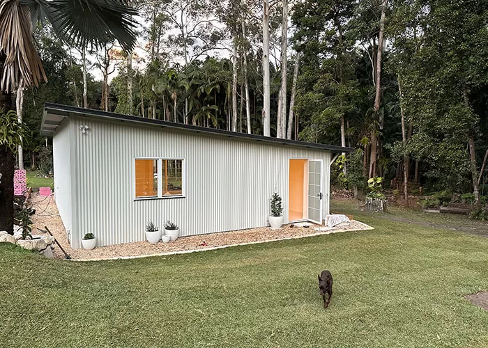 white second dwelling shed