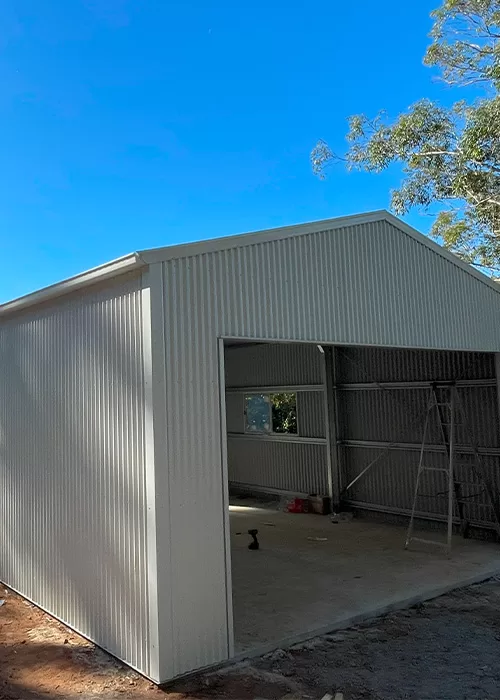 white storage shed